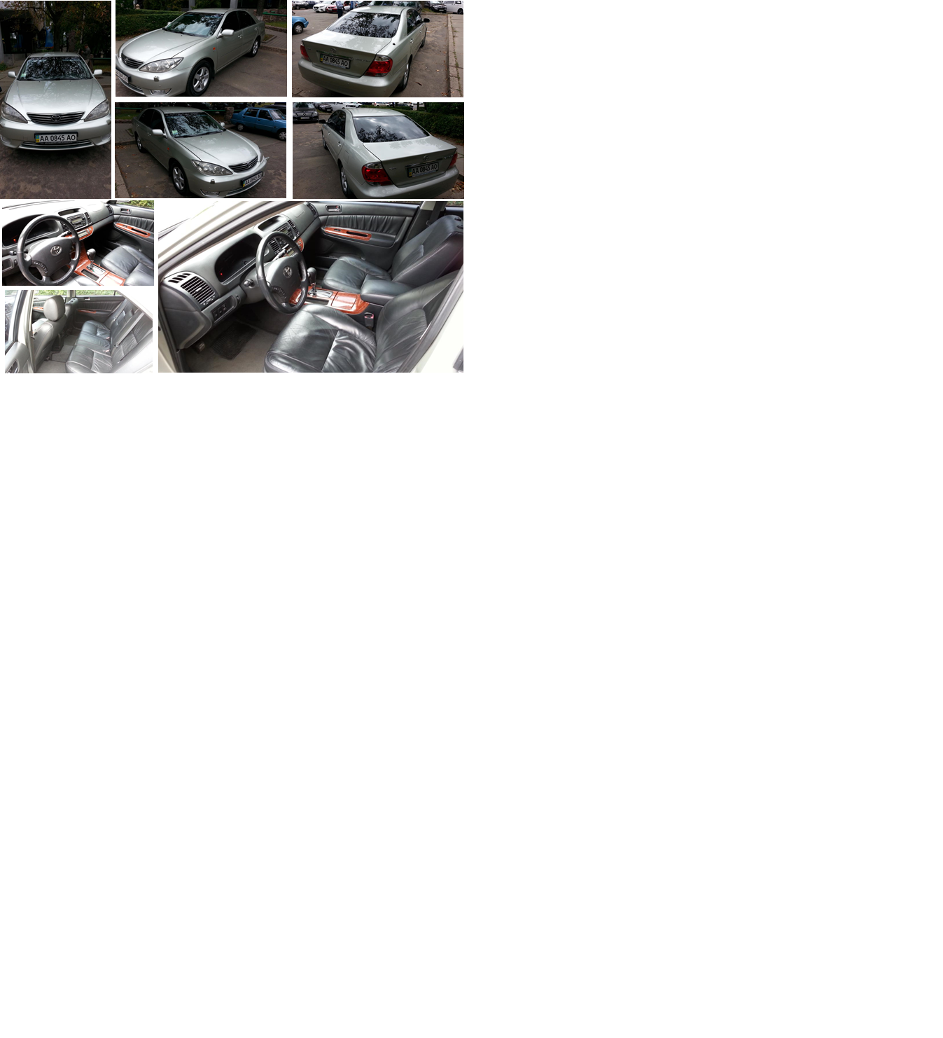 Легковий автомобіль Toyota Camry, 2004 року випуску, двигун 2362 куб. см., номер кузова JTDBE30K900309852, сєдан, номер державної реєстрації  АА 0845 АО та шина 215/60R16 95V EfificientGrip Perfomance GOODYEAR (комплект 4 шт.).